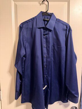 Geoffrey Beene Fitted Dress Shirt Navy 16 32-33